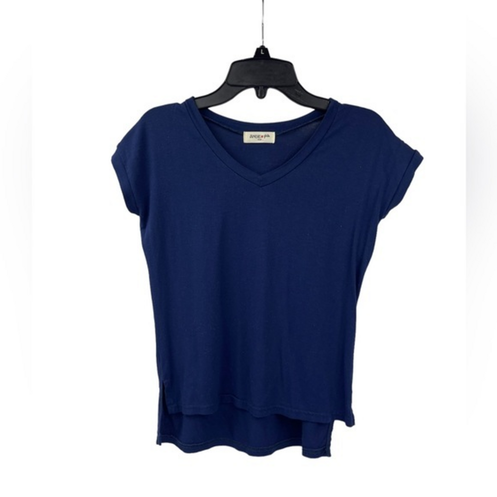Angie Girls Navy Short Sleeve Flowy Shirt Size Large‎